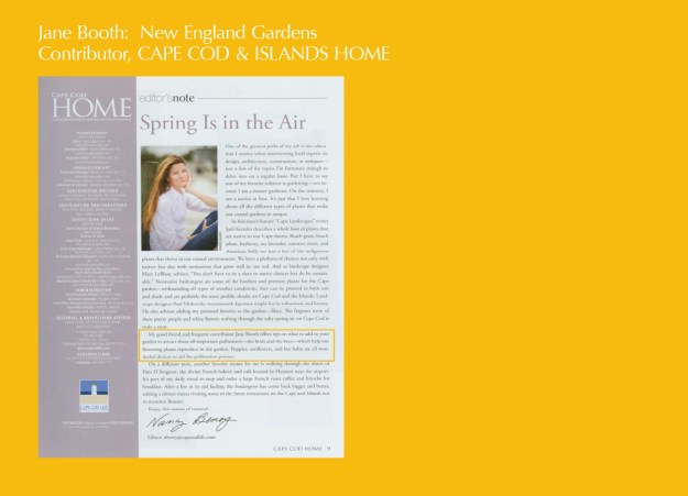 Very nice words from Nancy Berry, Cape Cod Home editor